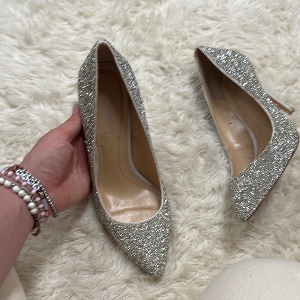 Vince Camuto Imagine Elegant Silver Glitter Women's Heels pumps size 8 - Picture 5 of 6